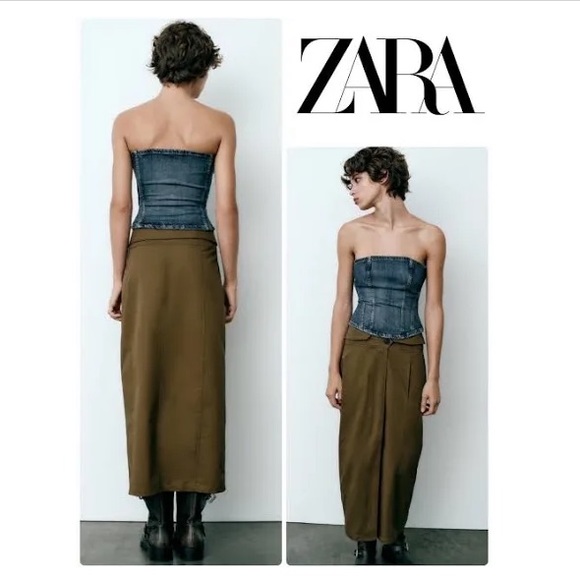 Zara foldover waist midi skirt - Picture 1 of 8